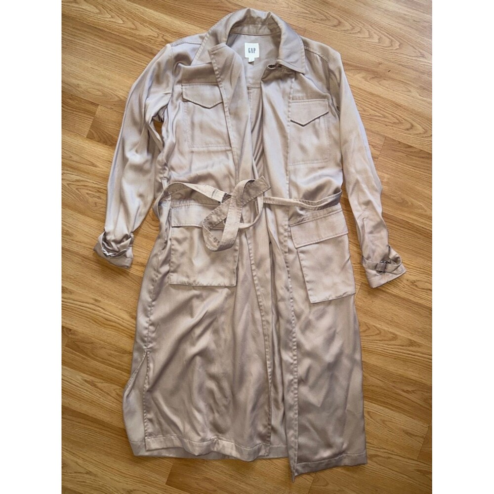 GAP Satin Trench Coat in Beige Small Layer